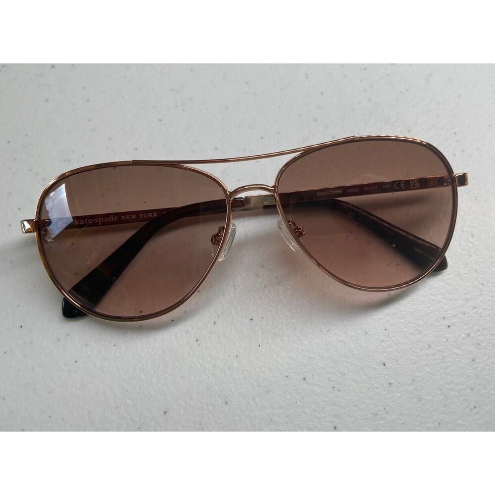 Kate Spade Emmaline Aviator Sunglasses ROSE GOLD w/ Case